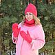 Order Fashionable knitted down set 'In raspberry color' for women. Down shop (TeploPuha34). Livemaster. . Headwear Sets Фото №3