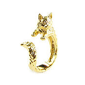 Украшения handmade. Livemaster - original item Gold cat ring, cat ring,kitty ring. Handmade.
