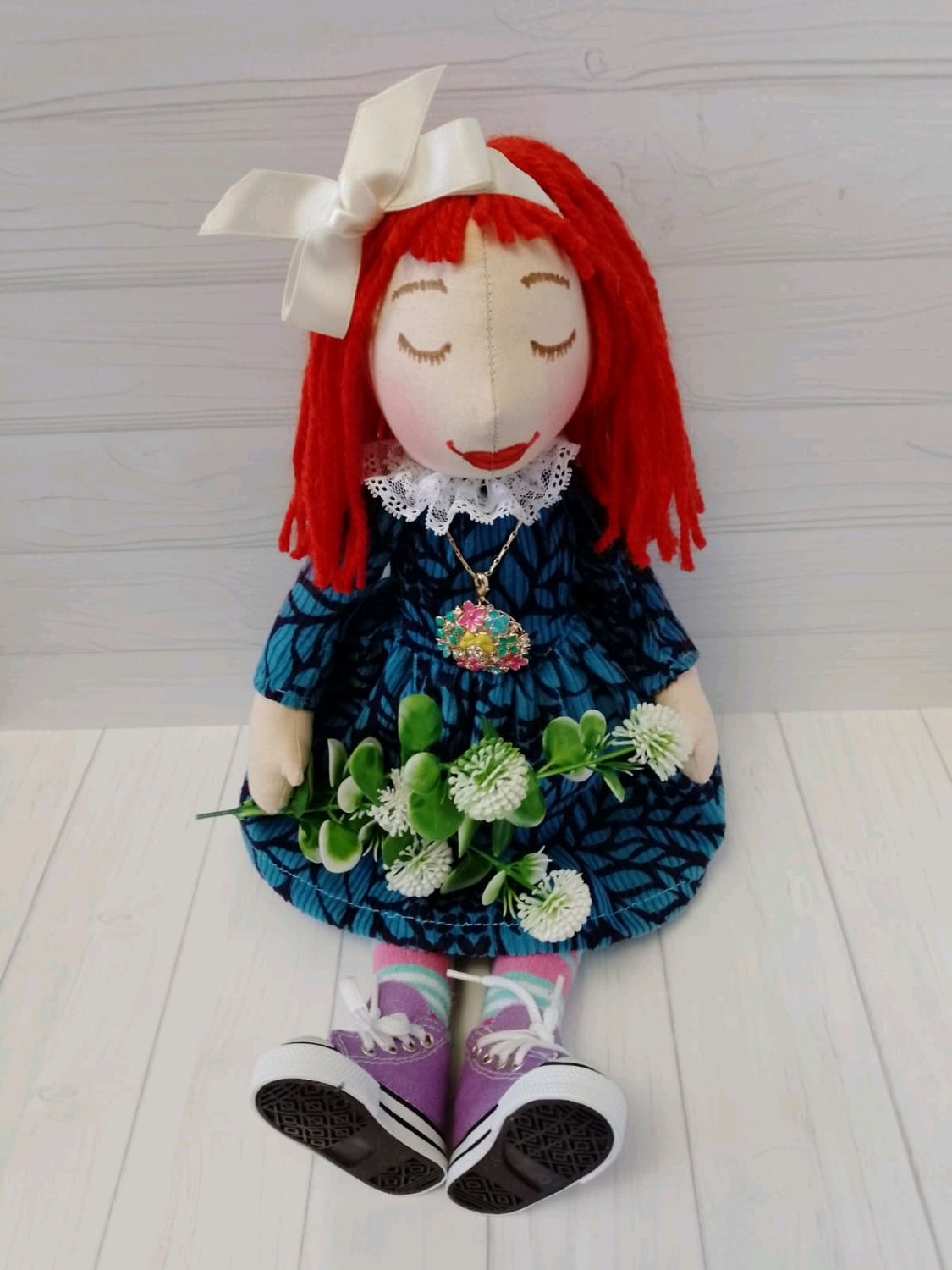 Сидячая текстильная кукла - Цветочница - Товары ручной работы от Ira Stav - Lett Do