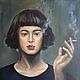 Oil painting of a girl smoking, Pictures, Kemerovo,  Фото №1