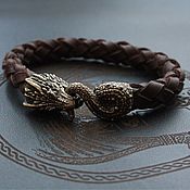Украшения handmade. Livemaster - original item Bracelet braided: leather bracelet Dragon. Handmade.