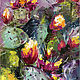 Кактусы цветут, картина для кухни, картина с цветами. Картины. Мария Роева  Картины маслом (MyFoxyArt). Интернет-магазин Ярмарка Мастеров.  Фото №2