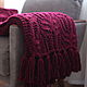 Order Knit plaid wool RED. Ira Pugach (pompon). Livemaster. . Blankets Фото №3
