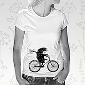 Одежда handmade. Livemaster - original item T-shirt hedgehog on a bike. Handmade.