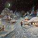 Картина зима, холст, масло, 40х50 см. Вечера на хуторе близ Диканьки, Картины, Озеры,  Фото №1