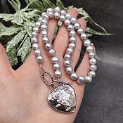 Украшения handmade. Livemaster - original item Natural Grey Pearl Necklace with Pendant. Handmade.