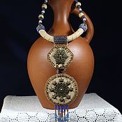 Украшения handmade. Livemaster - original item Necklace: BRONZE AGE. Boho necklace made of leather and beads. Handmade.