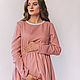Pink linen dress with cotton lace and wooden buttons. Dresses. molinialife. My Livemaster. Фото №4