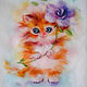 Painting of Kitty wool, A3, Pictures, Engels,  Фото №1