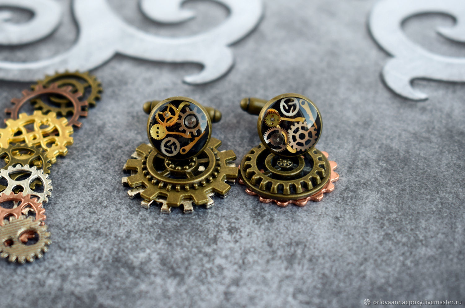Cufflinks with gears. Cufflinks in the steampunk style, Cuff Links, Moscow,  Фото №1