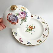 Посуда handmade. Livemaster - original item Painted porcelain Dish with lid Pancake maker Meissen. Handmade.