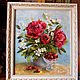 Peonies and red cherry oil Painting 35h40cm. Pictures. KapustinaArt. Online shopping on My Livemaster.  Фото №2