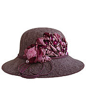 Аксессуары handmade. Livemaster - original item Women`s summer bordeaux hat with roses WINTER CHERRY. Handmade.