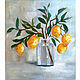 Painting Lemons 'A branch of lemons in a vase'', Pictures, Izhevsk,  Фото №1