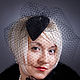 Шляпка с вуалью "Глорис". Вуалетка черного цвета, Hats1, Moscow,  Фото №1