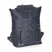 Black men's leather backpack knight