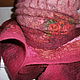 Комплект "Вишневый сад" - шапка и шарф из шерсти и шелка, , Висагинас,  Фото №1