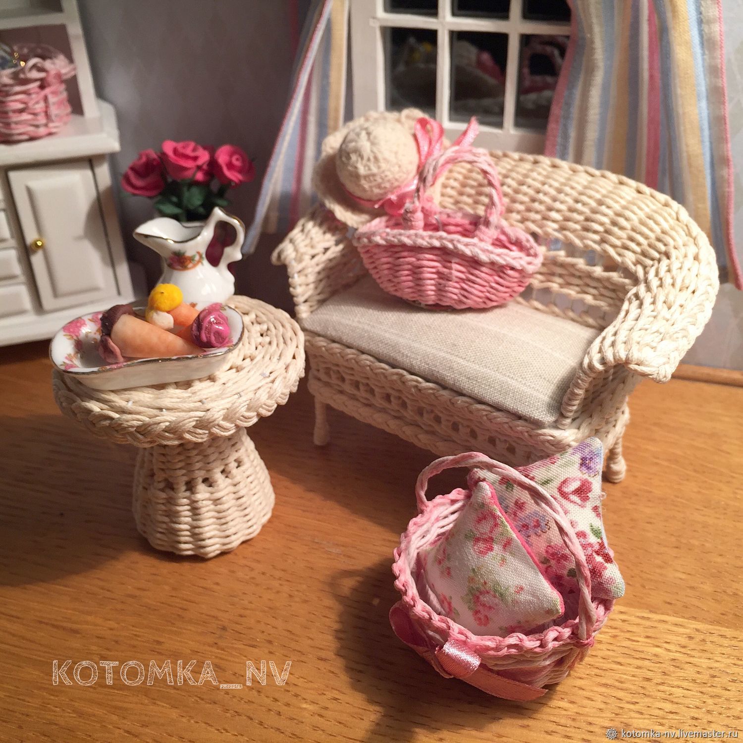 Мебель для кукол плетеная миниатюра