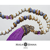 Grey purple Triple bracelet - beads