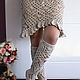 Women's knitted linen boots 'Pelageya'. High Boots. MadameBoots. My Livemaster. Фото №5