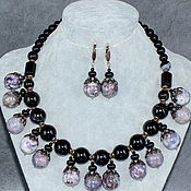 Украшения handmade. Livemaster - original item Necklace and earrings. Natural black agate and oceanic jasper. Handmade.