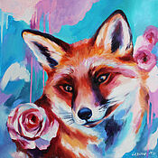 Картины и панно handmade. Livemaster - original item Oil painting on canvas fox 40/40 cm.. Handmade.