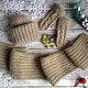 Knitted hat, scarf and mittens set 'Happy New Year!', Mittens, Moscow,  Фото №1