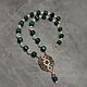 Emerald Necklace with agate chalcedony and Rhinestone pendant. Necklace. naturalkavni. My Livemaster. Фото №5