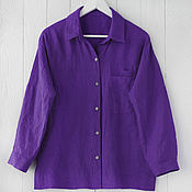 Одежда handmade. Livemaster - original item Purple oversize women`s shirt made of 100% linen. Handmade.