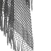 Warm fishnet shawl with tassels 100% wool 