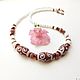 Beads with lampwork and copper Milk chocolate, Necklace, Temryuk,  Фото №1