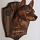 `Dog` - wood panels on the wall.
