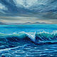 Painting 'Sea wave' oil on canvas on a stretcher 30h50 cm, Pictures, Moscow,  Фото №1