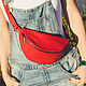 Leather waist bag red enlarged. Waist Bag. G.L.A.D.. Online shopping on My Livemaster.  Фото №2