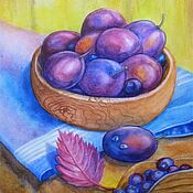 Картины и панно handmade. Livemaster - original item Still life with plums. Handmade.