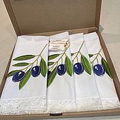 Для дома и интерьера handmade. Livemaster - original item Swipe: A set of napkins with embroidery Olive garden. Handmade.