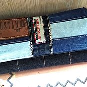 Beauticians: denim quilted cosmetic bag with applique