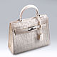 Сумка женская из натуральной кожи крокодила IMA0867Pearl4. Классическая сумка. CrocShop товары из экзотической кожи. Ярмарка Мастеров.  Фото №7