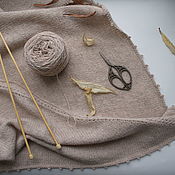 Аксессуары handmade. Livemaster - original item Beige handkerchief knitted kerchief shawl bactus delicate wool. Handmade.