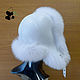 Youth hat with earflaps made of white fox fur and genuine leather. Caps. Mishan (mishan). My Livemaster. Фото №4