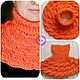 Манишка теплая вязаная оранжевая с косами. Манишки. KatCrochet. Ярмарка Мастеров.  Фото №5