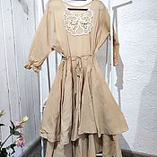 Льняной комплект в стиле Бохо. Платье и жакет из льна