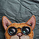 Order Cat with glasses brooch cat portrait of a pet embroidery cat smooth animal art. Home textiles for children and toys. Livemaster. . Brooches Фото №3