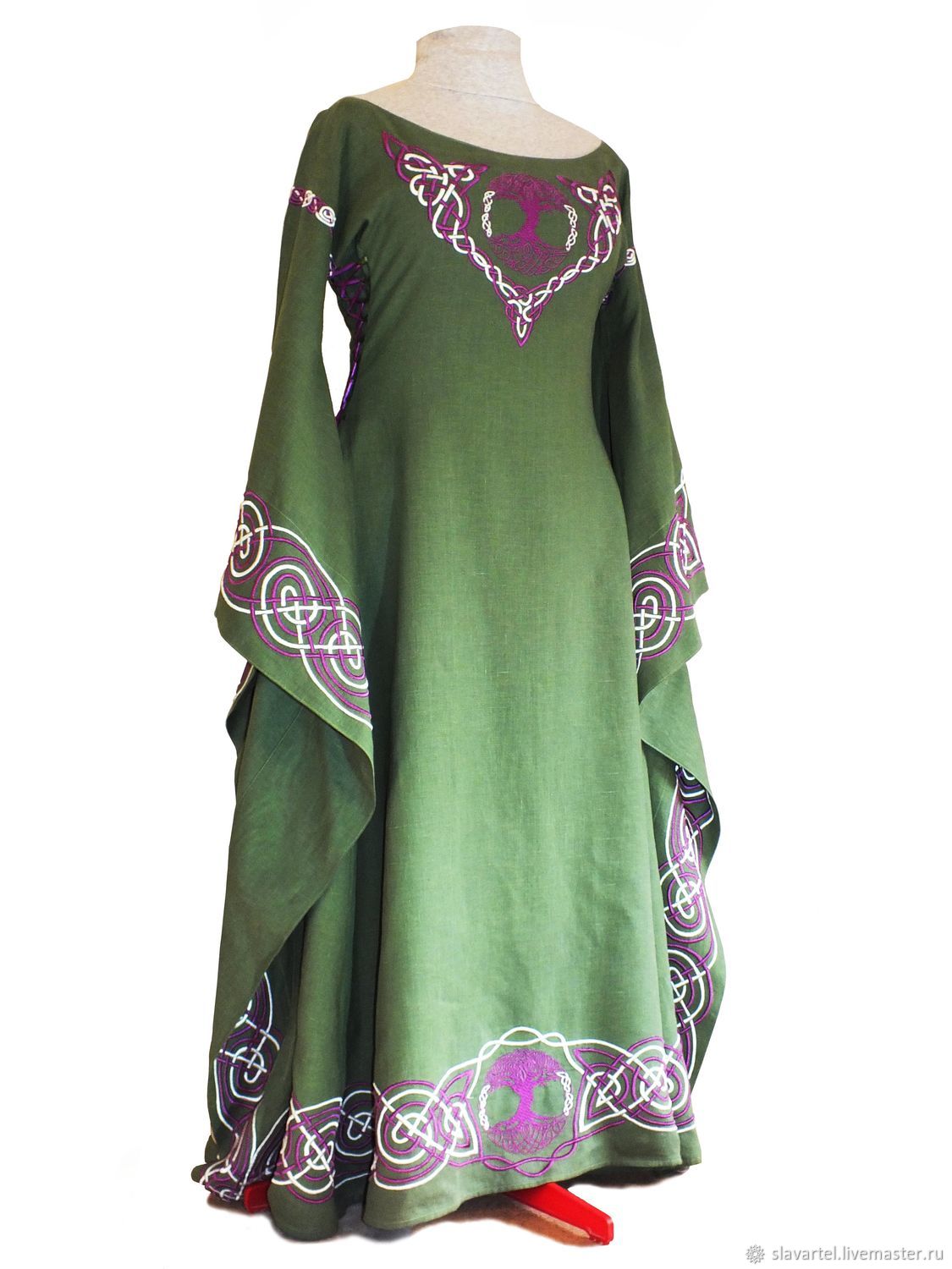 RAINA Medieval Linen Dress With Custom Embroidery Fantasy 