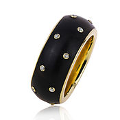 Украшения handmade. Livemaster - original item Gold ring with ebony and diamonds 0,11 ct German Kabirski. Handmade.