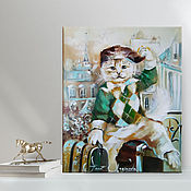 Картины и панно handmade. Livemaster - original item Print with a cat on canvas 