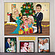 A gift for parents for the New Year 2023. Family Christmas cartoon by photo, Caricature, Moscow,  Фото №1