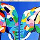 Слоны Любовь, Поп-арт, Акрил 40 на 50, Картины, Санкт-Петербург,  Фото №1