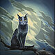 "Лунная кошка", картина маслом на холсте