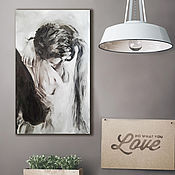 Картины и панно handmade. Livemaster - original item Tenderness, 30h50cm, oil painting on canvas, love, two, lovers. Handmade.